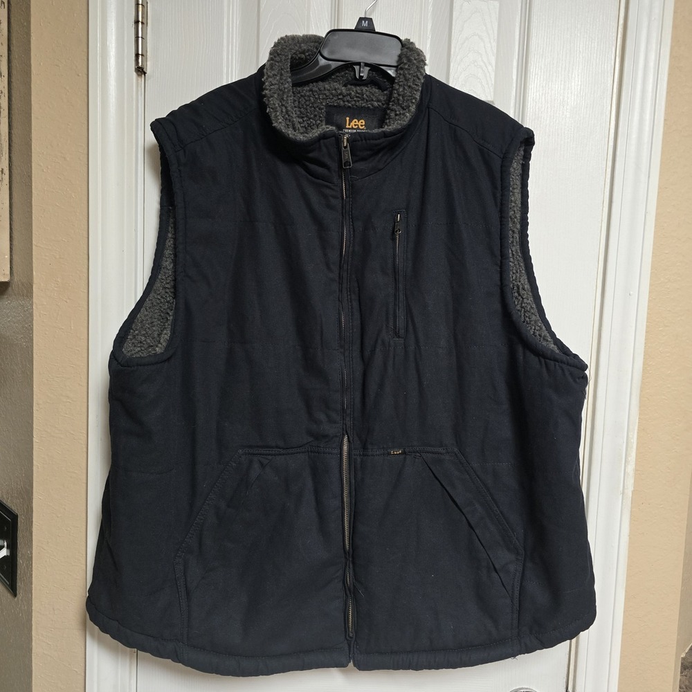 Lee Premium Select Vest Mens XXL Black Canvas Sherpa Lined Insulated Full-Zip